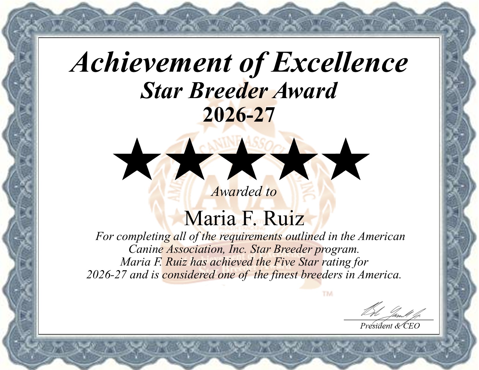 Maria, Ruiz, dog, breeder, star, certificate, Maria-Ruiz, Idabel, OK, Oklahoma, puppy, dog, kennels, mill, puppymill, usda, 5-star, aca, ica, registered, Chihuahua